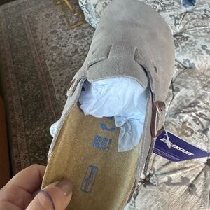 Birkenstock Taupe Suede Slip-On Shoes